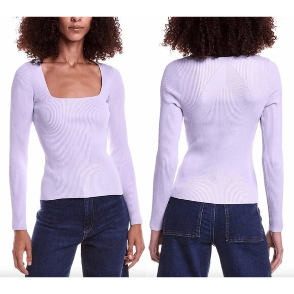 $325 rag & bone Lilac Knit Ribbed Asher Square Neck Sweater Top size XS - Picture 1 of 7